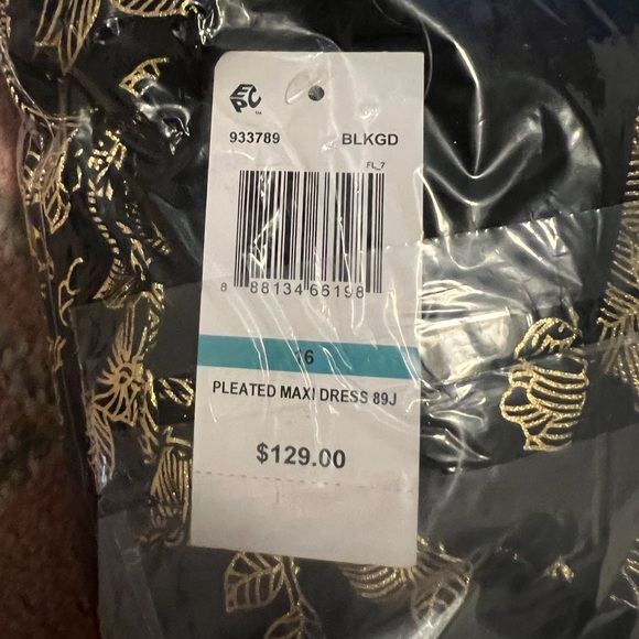 MSK formal Metallic-Print Pleated Blouson Gown size 16 - Picture 3 of 6